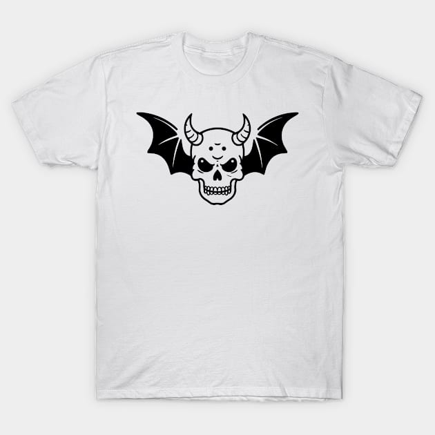 Skull with Horns and Wings T-Shirt by Nightmare Tee